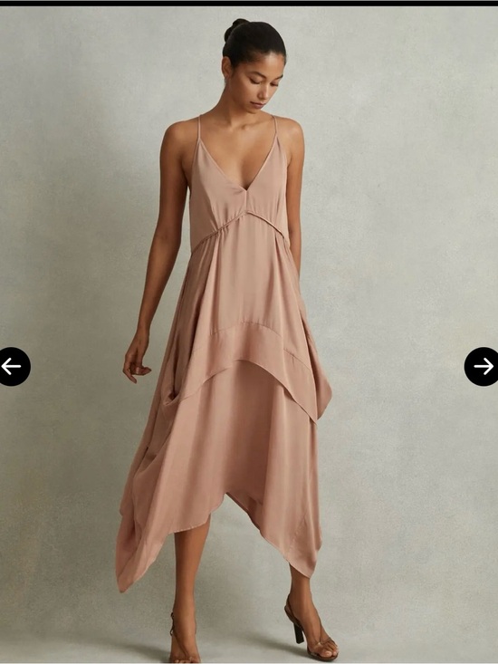 Reiss Dresses & Skirts - Reiss Blush Asymmetrical Spaghetti Strap Midi Dress